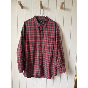 Vintage Abercrombie And Fitch Y2K Plaid Button Down Over Shirt Red Men’s XL